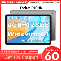 TECLAST P40HD tablet, 10,1 inch, Android 12/13, 6GB RAM + 128GB ROM/(8 + 8) Max. 16gb RAM + 128GB ROM, UNISOC T606, 8 cores, Mali-G72, 1920x1200 IPS, GPS, type C, 6000mah, 13MP + 5MP, support Widevine L1, TF up to 1TB