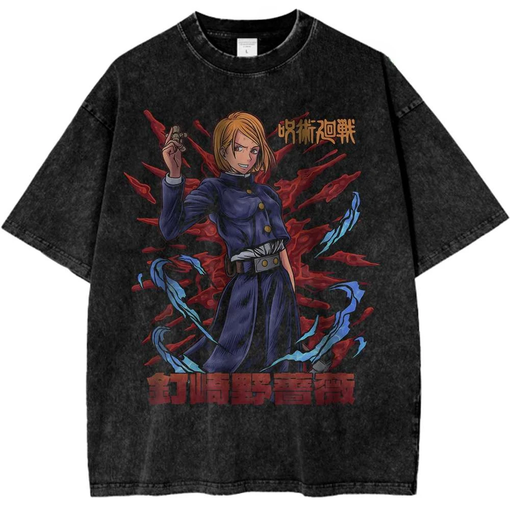 

Винтажная футболка Nobara Kugisaki Jujutsu Kaisen в стиле аниме, футболка унисекс, 2026, летняя модная уличная одежда больших размеров в стиле Харадзюку Y2K