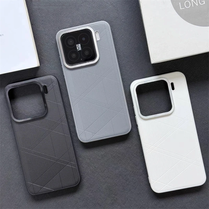 

Case For Xiaomi 15 Case Luxury Leather Soft Silicone Striped Grid Back Cover For Xiaomi Mi 15 5G Stylish Shell Shockproof Bumper