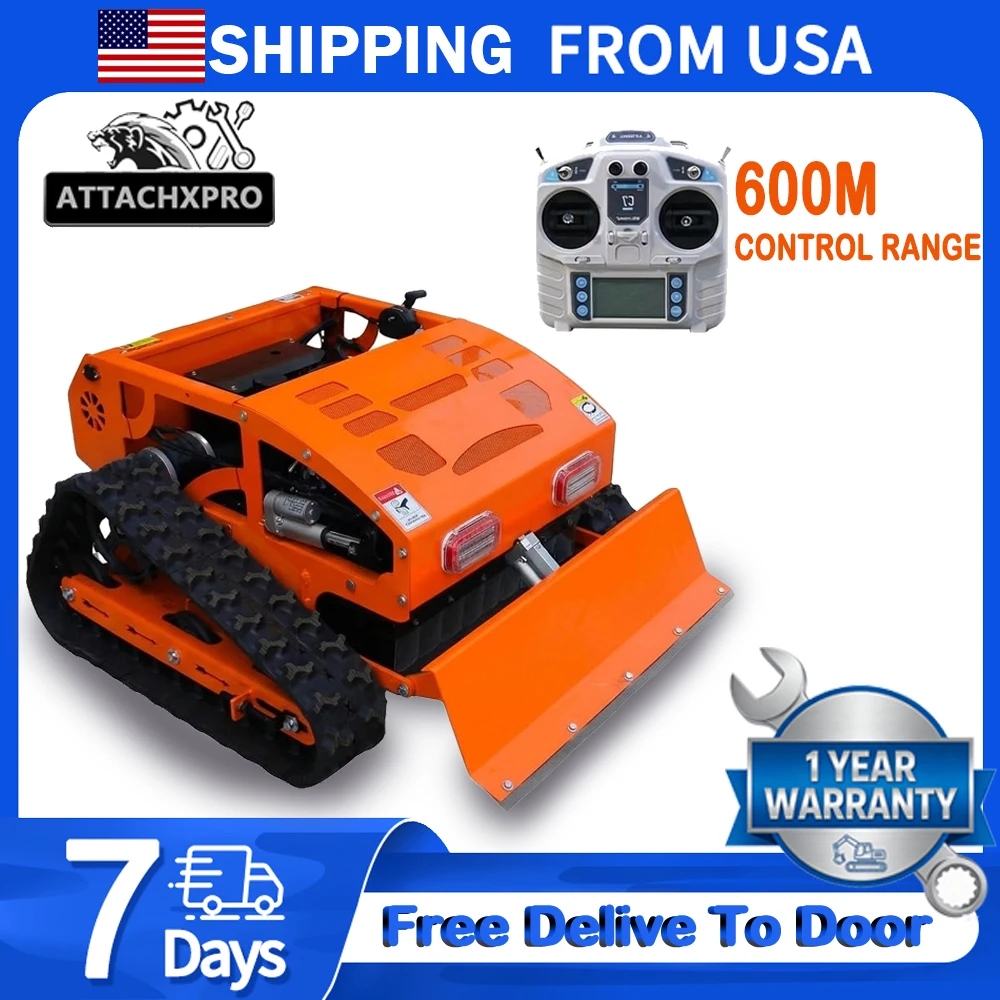

ATTACHXPRO Remote Control Track Lawn Mower with Snow Plow – 9HP Gas Engine,21.6" Cutting Width,Adjustable Height RC for Slopes