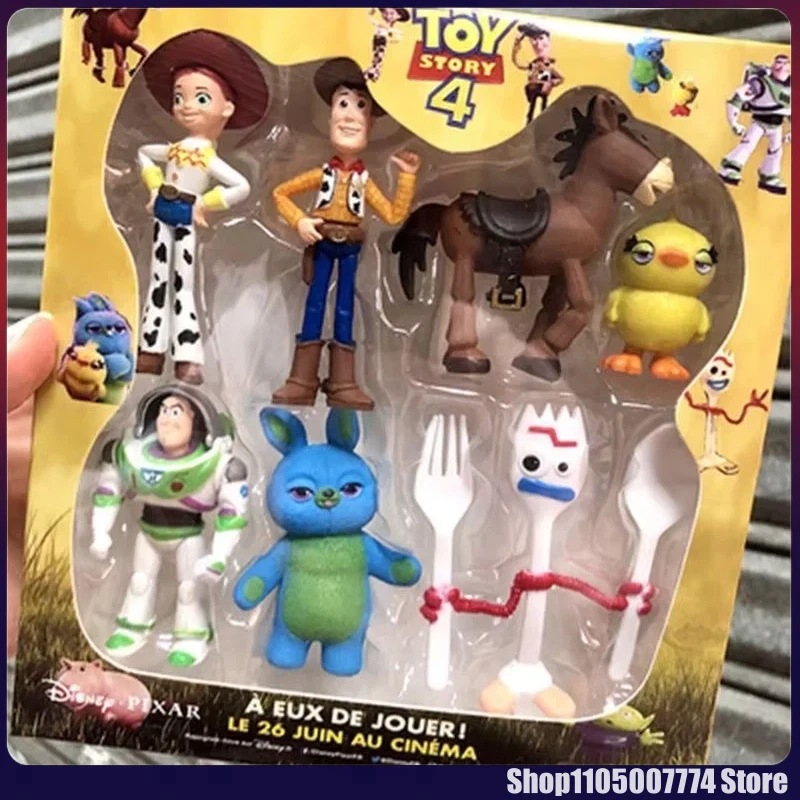 7 unids/set Toy Story 4 figuras de acción de juguete Woody Jessie Buzz Lightyear Forky Pig Bear Figura modelo muñeca estatuilla niño regalo de Navidad