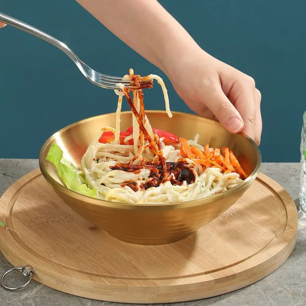 

Japanese Style 304 Stainless Steel Bowl Heat Insulated Durable Instant Noodles Bowl Bamboo Hat Shape Anti Fall Ramen Bowl