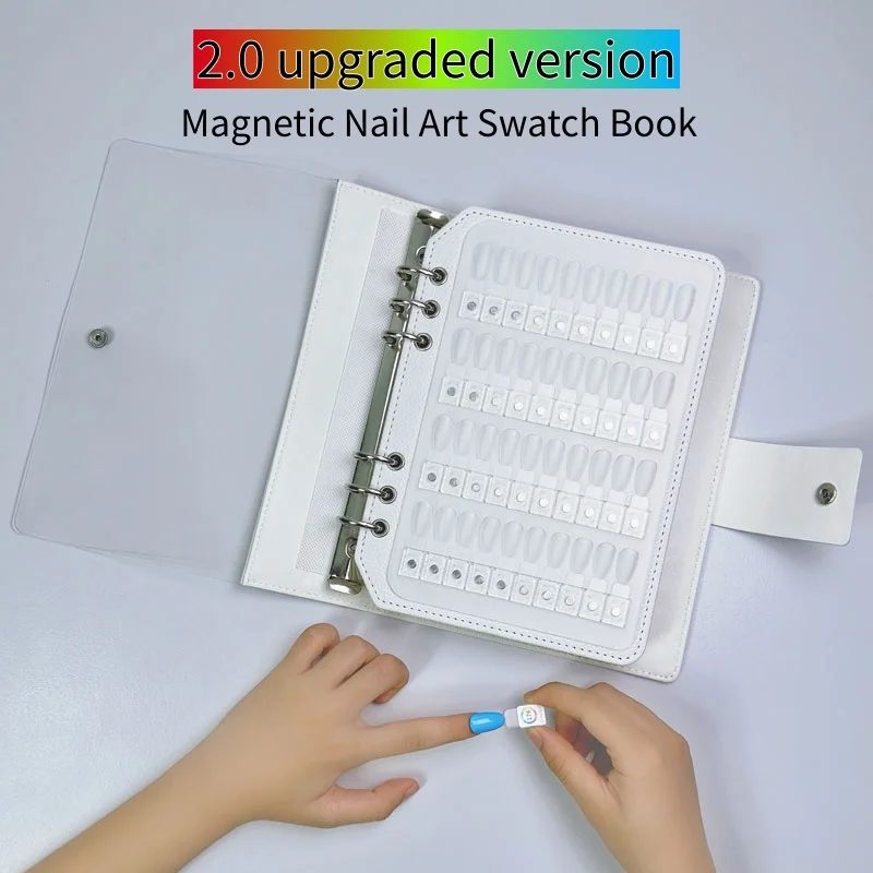 

2.0 Upgraded Nail Art Swatch Book Magnetic Design Large 78-240 Tips Color Nail Gel Polish Testing Tools PU+Acrylic Display Board
