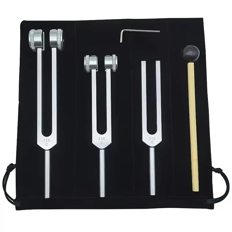 Tuning Forks Set 128Hz 256Hz 512Hz with Hammer & Bag, Professional Sound Therapy Instruments for Healing, Chakra, Yoga image 6