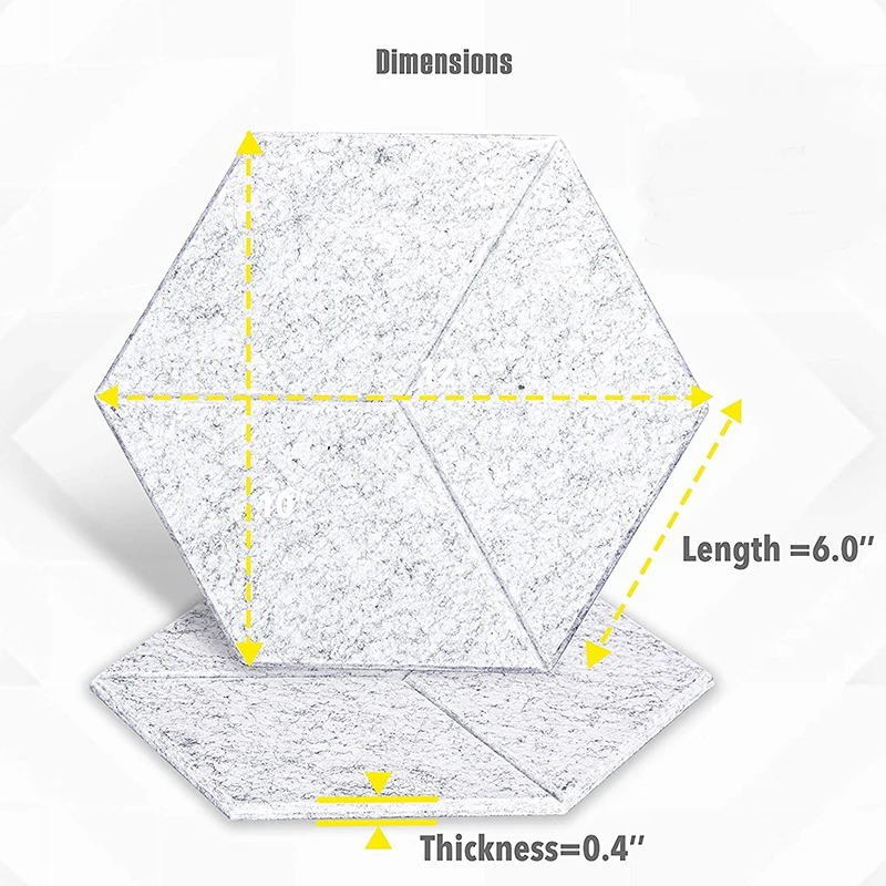 ヘキサゴンアコースティックフォームパネル、ベベルエッジタイル、音響処理、echoベース断熱、12個