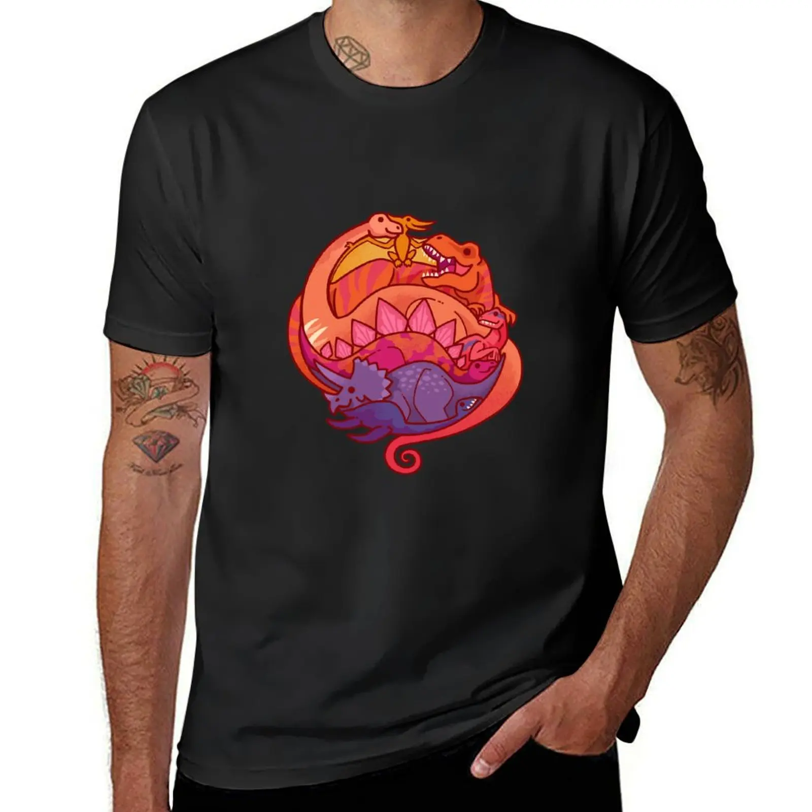 

Dino Rainbow 2 T-Shirt shirts graphic tees summer top plus sizes men clothing