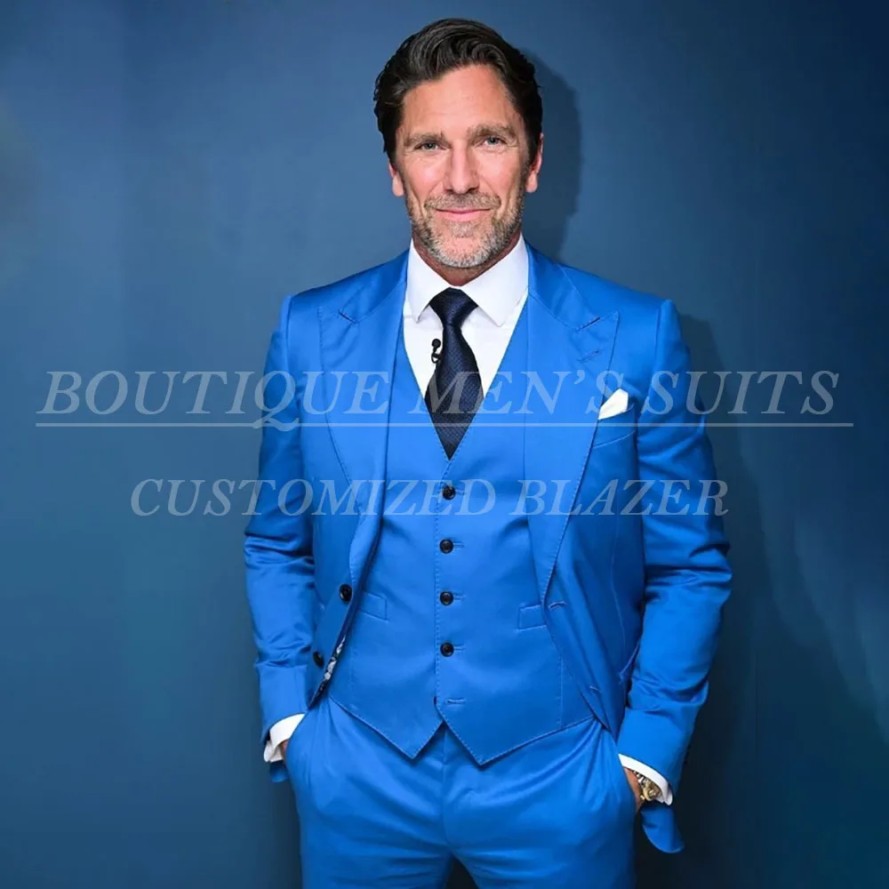 

KSDN Luxury Slim Fit Men's Suits 3 Piece Jacket Pants Vest Male Clothing Customzied 3 Piece Jacket Pants Vest For Business Terno