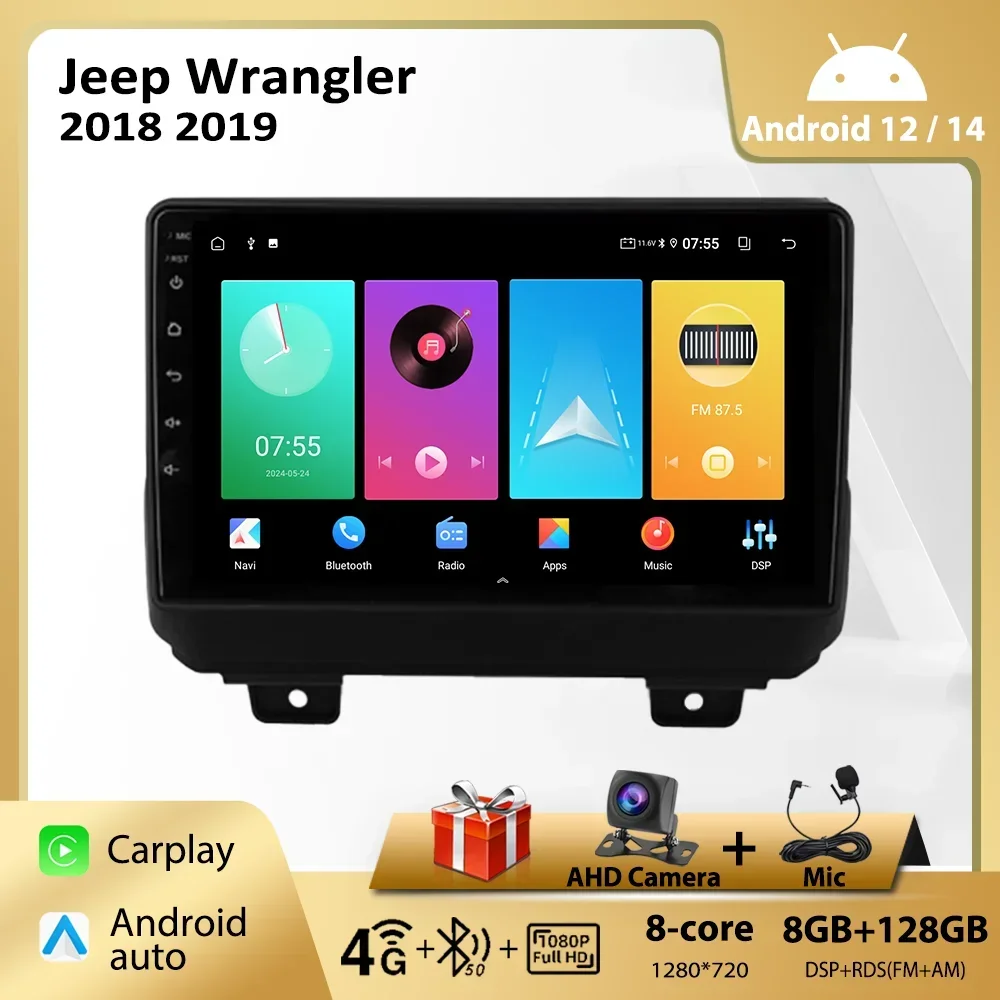 Car Radio Android for Jeep Wrangler 2018 2019 Multimedia Carplay Player 2Din Autoaudio Intelligent 9‘’ Head Unit Navigation GPS