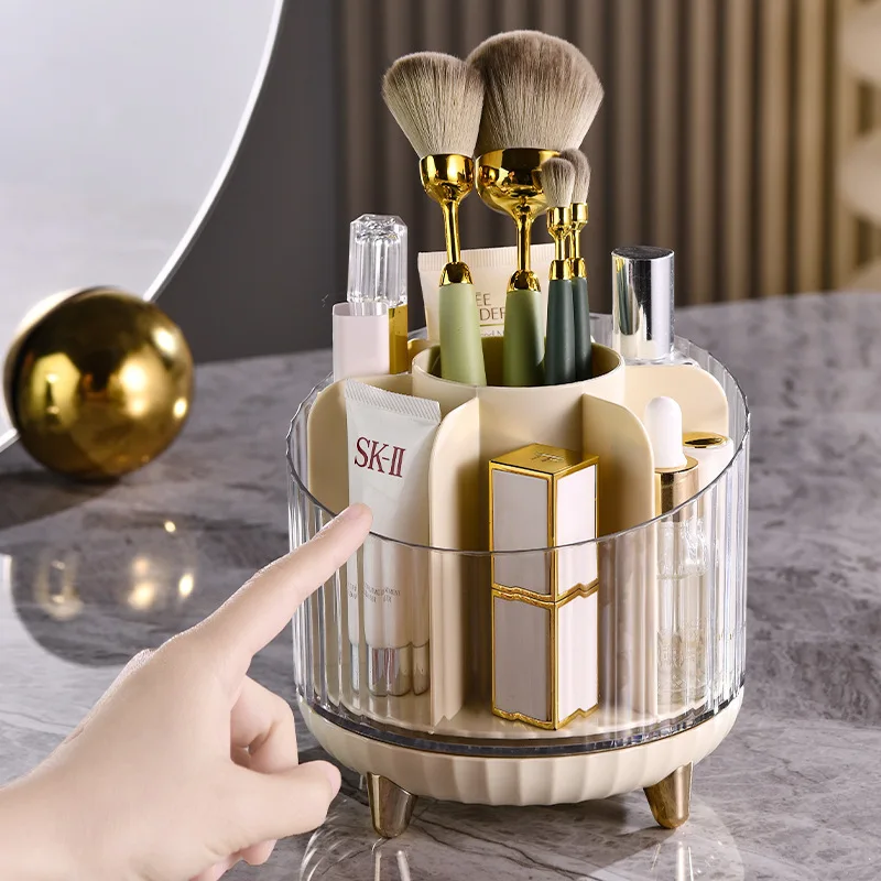 

Rotating Makeup Storage Box, Transparent Partition Makeup Brush Lip Gloss Storage Box, Dressing Table Desktop Storage Rack