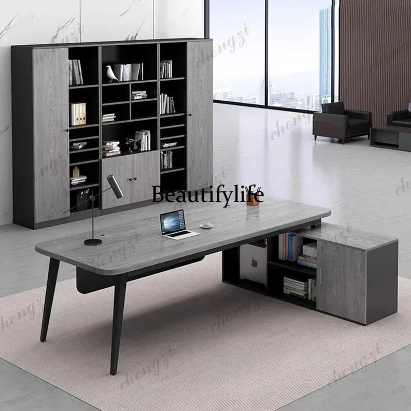 NQ52  Organizers Shelves Office Desk Aesthetic European Multifunctional Long Office Desk Lshaped Wooden Escritorio Oficina