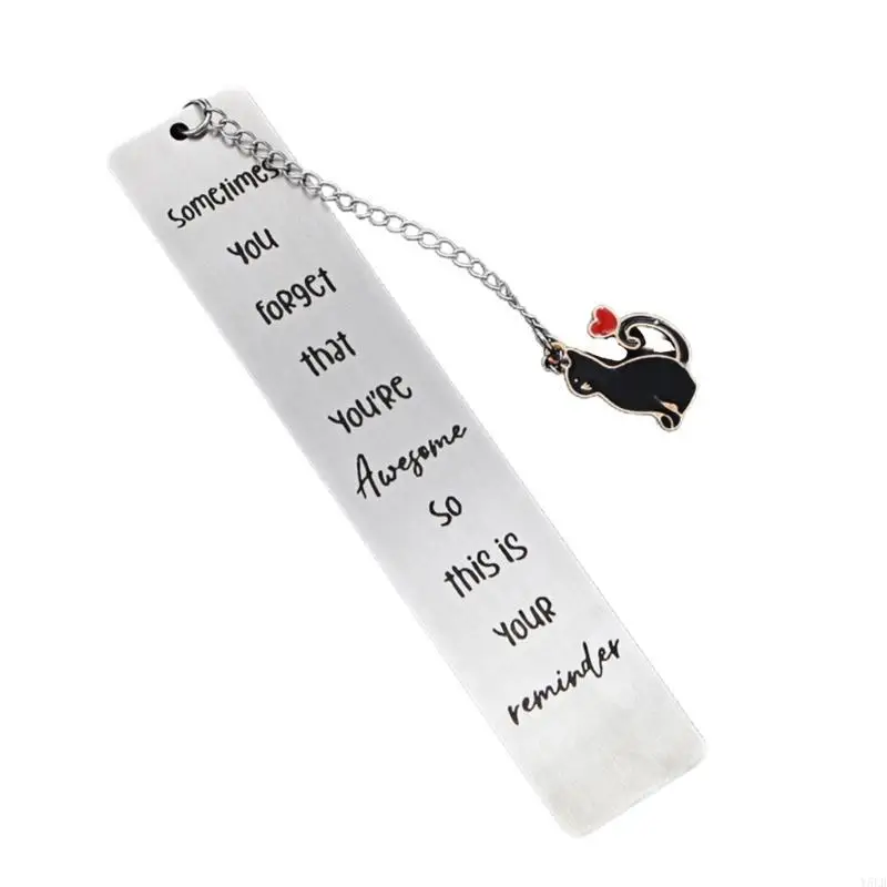 Y5LB Stainless Steel Bookmarks Cats Pendant Bookmarks Book Mark Book Page Divider Appreciation Gift for Teacher Reader Friend