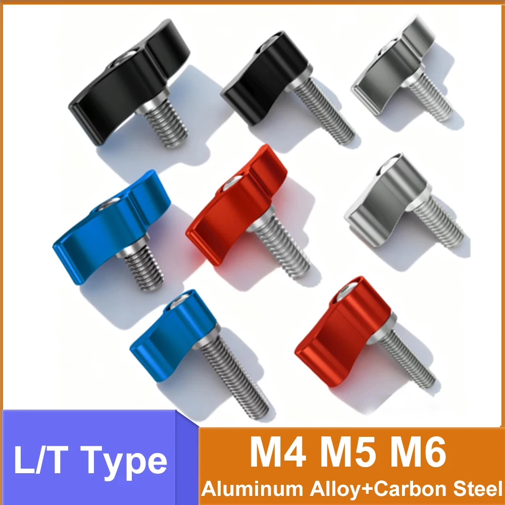 2Pcs Thumb Screw M4 M5 M6 Aluminum Alloy  L/T Type Handle+Carbon Steel Screw Shaft Hand Tighten Bolt Camera Accessories