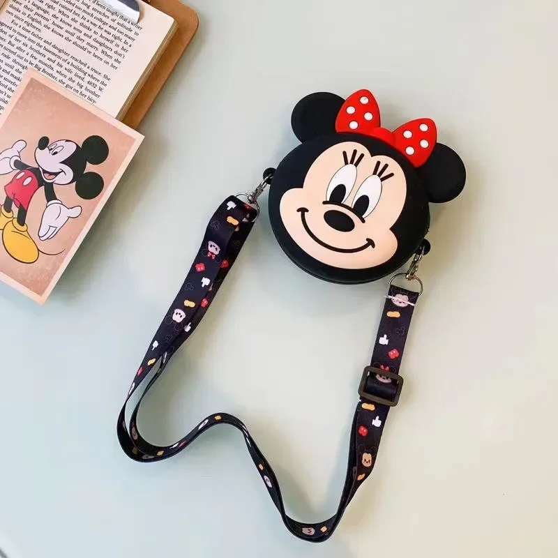 Disney Kawaii Shoulder Bag Mickey Mouse Minnie Cartoon Figure Mini Coin Purse Silica Gel Shoulder Bag Girls Birthday Gifts 2024