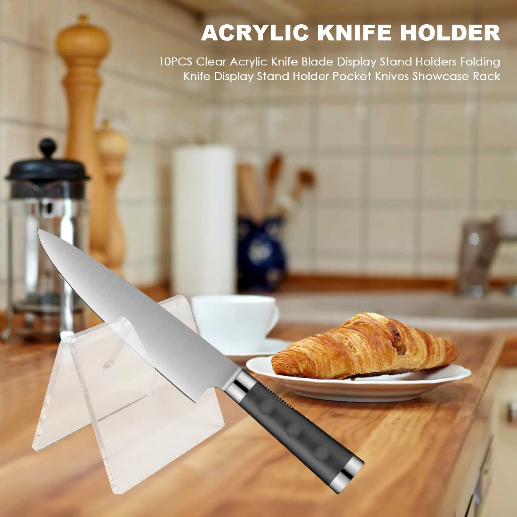 

Quality 10PCS Clear Acrylic Knife Blade Display Stand Holders Folding Knife Display Stand Holder Pocket Knives Showcase Rack
