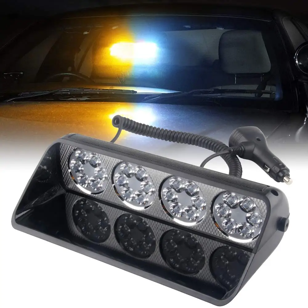 24LED Car Strobe Warning Light Emergency Flashing Lights Windshield Sucker Singal Police Lamp For Vehicle Truck Motorcycle 12v