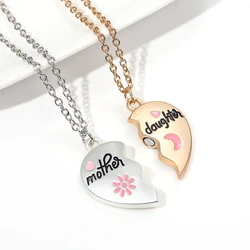 Magnetic splicing Mother and Daughter Necklaces Fashion Love Heart Pendant Choker Jewelry Accessories for Women Birthday Gifts