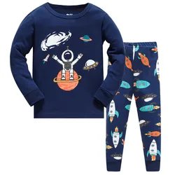 Jumping New Arrival Space Rocket Print Sleepwear  Autumn Winter Baby Pyjamas 3-8T Children Fashion Home Clothes Set 2 Pcs Suits