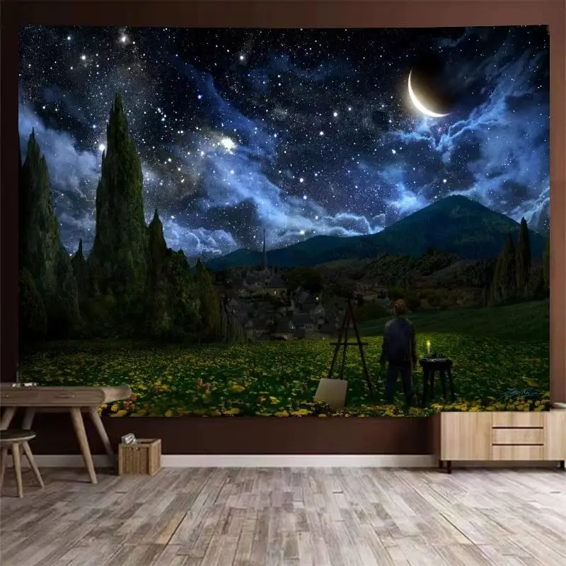 VIKAMA Alien Peaks Planet Cozy Retro Tapestry Wall Hanging for Living Room Bedroom Dorm Aesthetic Boho Home Decor
