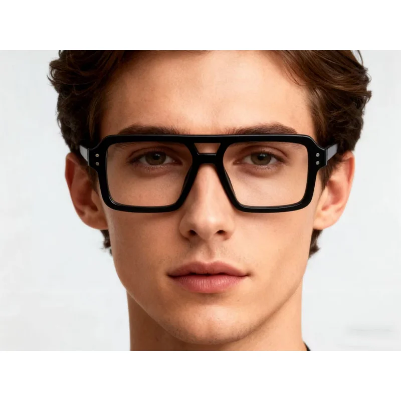 

Stylish Prescription Glasses Square Anti Blue Light Reading Glasses Hand Made Double Bridge Eyeglasses for Men and Women