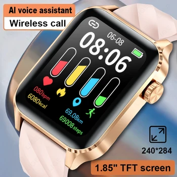 LIGE 남녀공용 스마트 워치, 풀 터치 스크린, 건강 모니터, 스포츠 피트니스, 블루투스 통화, IP68 방수 스마트 워치, 1.85 인치 