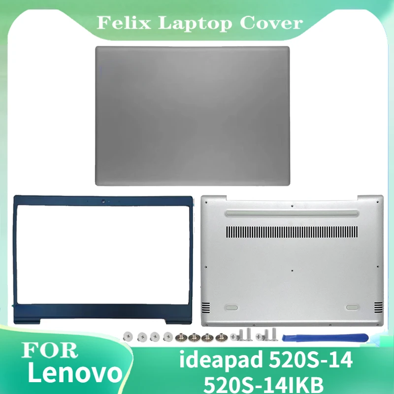 For Lenovo ideapad 520S-14 520S-14IKB LCD Back Cover/LD Front Bezel/Bottom Cover Laptop Case Maintenance Silver Grey