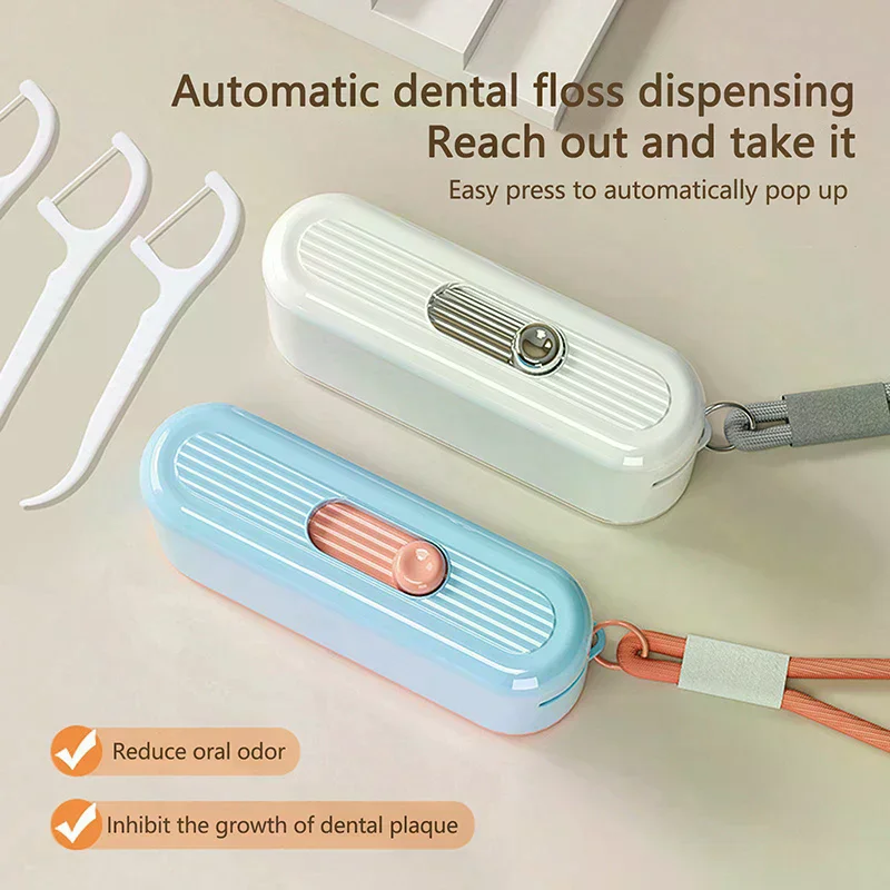 /ACR/Dispenser Automatic Ejectable Floss Organiser Oral Care Press-on Disposable Flossing Sticks Refillable Storage Box Floss