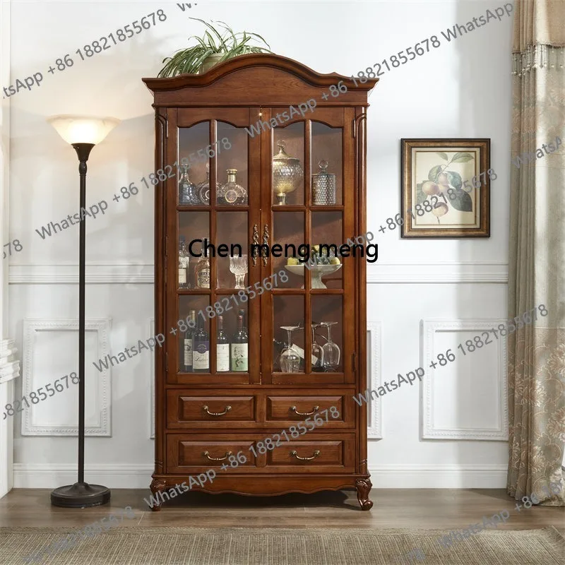 

American Antique Wine Cabinet Simple Dining Convenience Hand Wine Cabinet Decorative Glass Bar Furniture