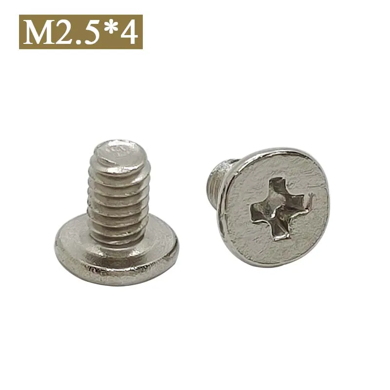 Carbon steel nickel plated Cross Phillips Flat Wafer Head Screw Bolt M2.5*4 1pcs Electronic Repair Screws Accessories