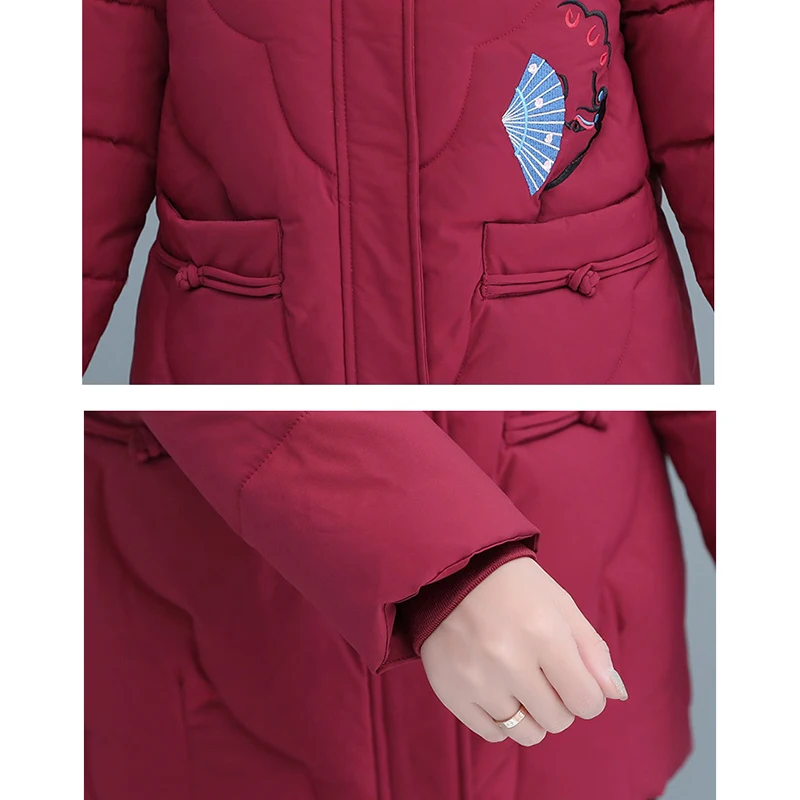 Inverno para baixo acolchoado jaqueta feminina outerwear moda meados de comprimento grosso casaco parka 2022 novo solto quente com capuz para baixo algodão jaqueta