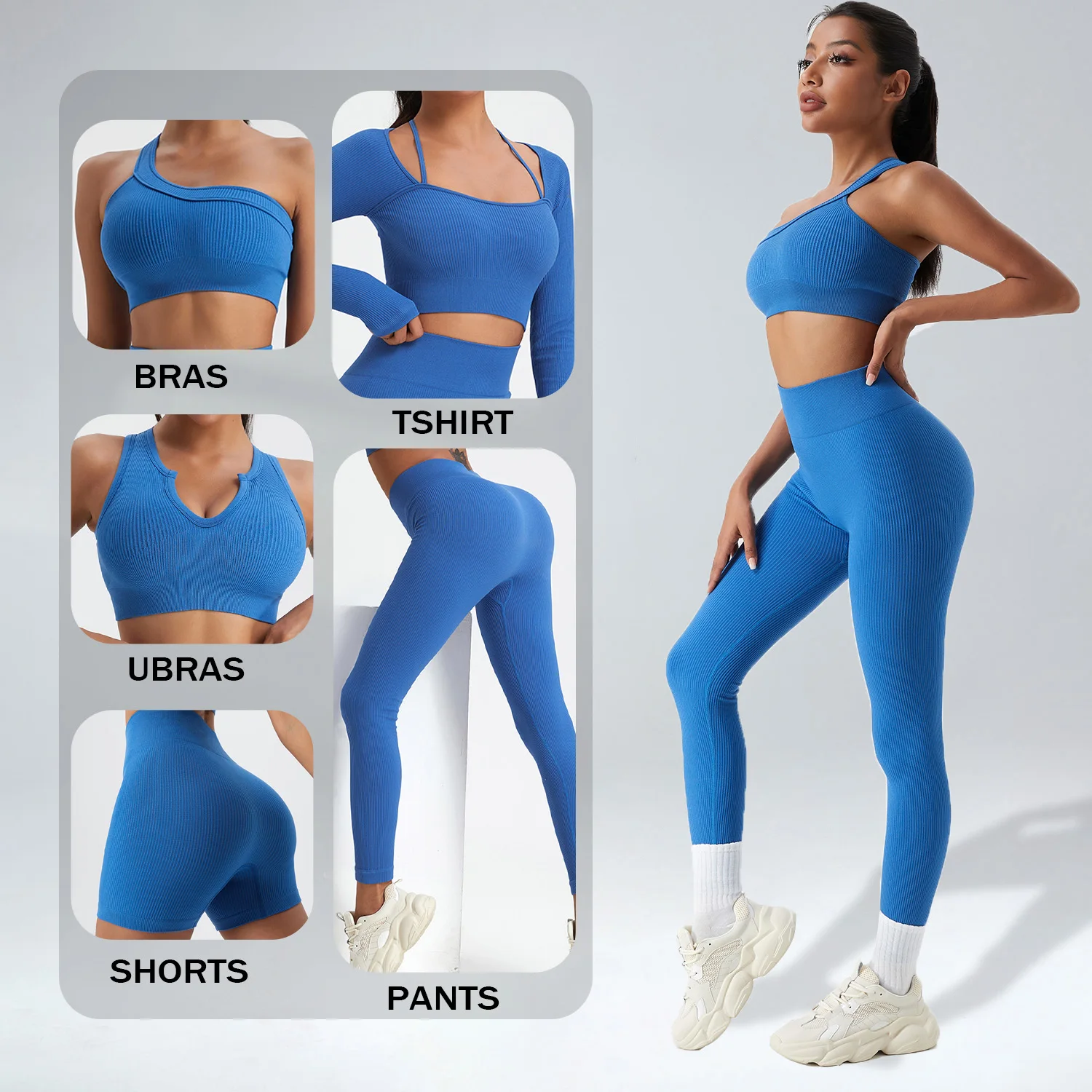 1/2/3/4/5PCS Gym Leggings Women Pants Sets Thread Sexy Sport Autumn  T-Shirt Sets Seamless Outdoors Activewear Suit Tank Top