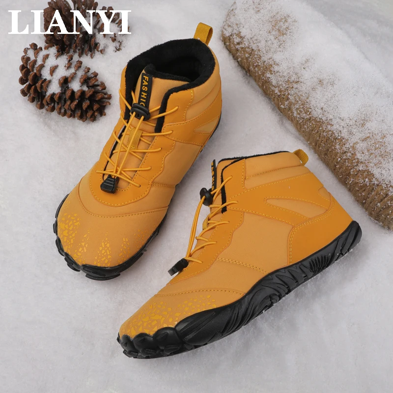 

Зимние ботинки Lianyi для пар, теплая водонепроницаемая спортивная обувь с широким носком и высоким берцем, нескользящие зимние ботинки для прогулок и пеших прогулок на открытом воздухе