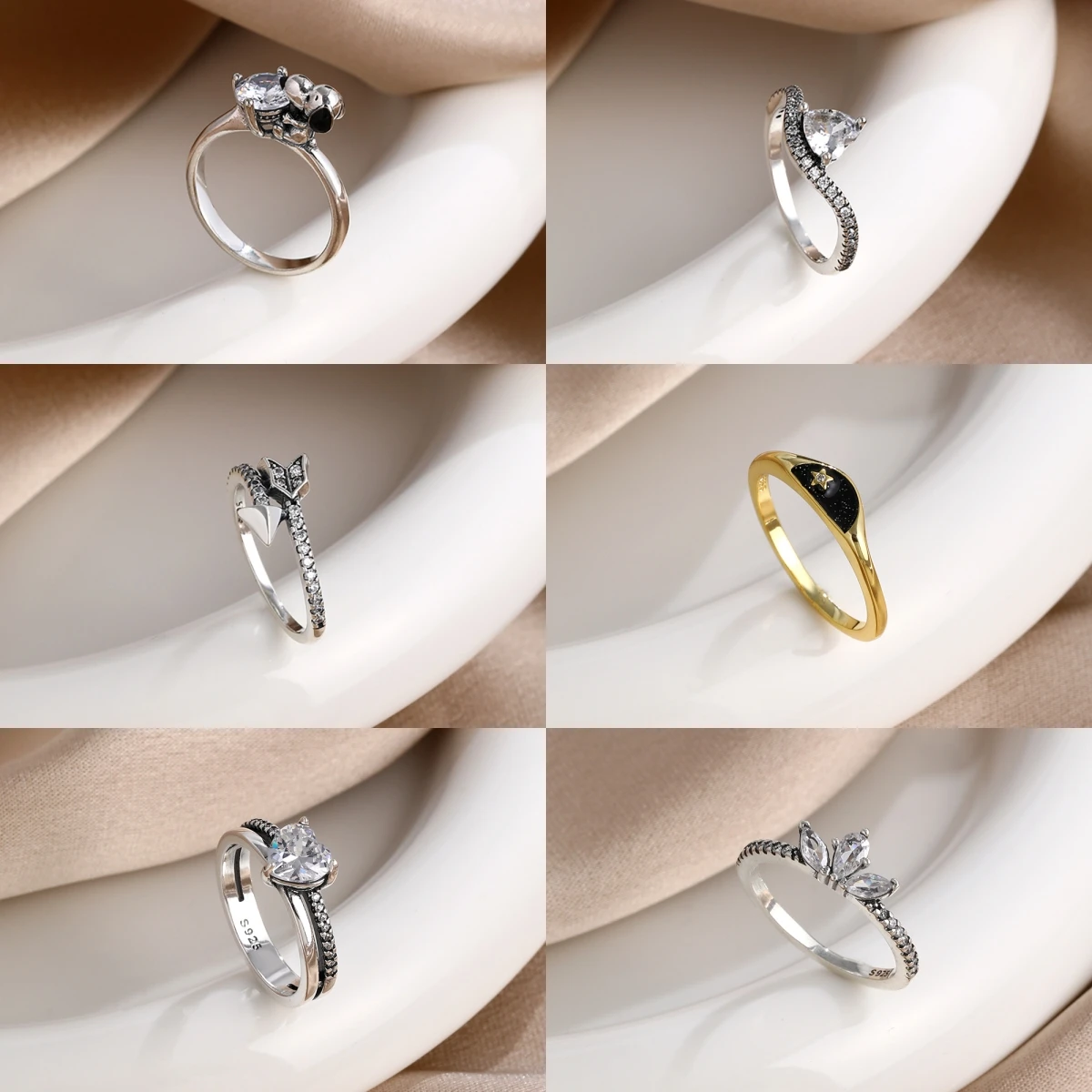 925 Sterling Silver Rings for Women Teardrop Zircon, Arrow, Star & Crown Design Fashion Jewelry Gift
