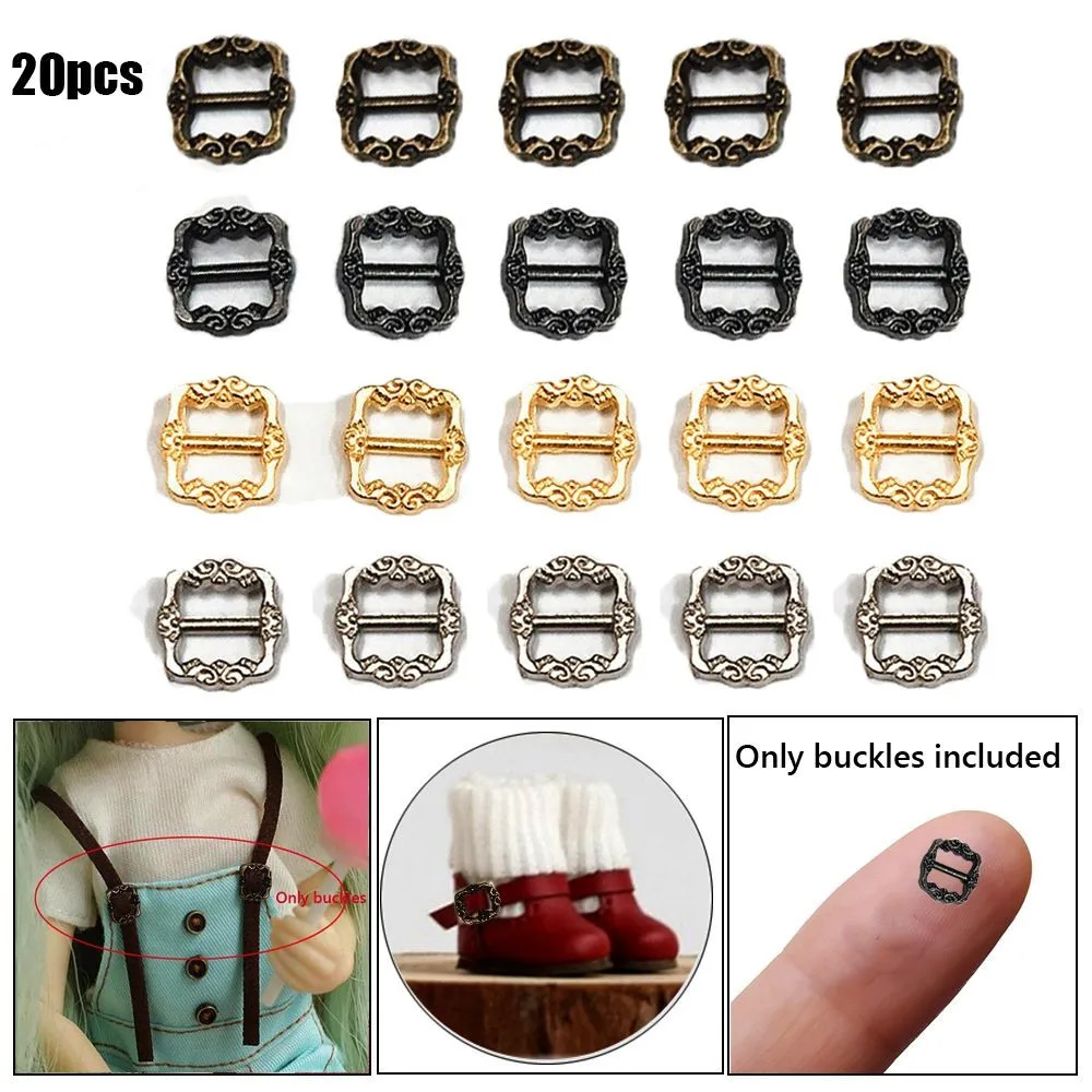 20PCS Newest 6*6mm Mini Ultra-small Tri-glide Pattern Belt Buckle Doll Bags Buckles Diy Doll Buttons Shoes Clothes Accessories