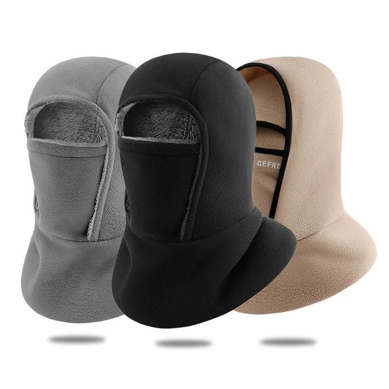 Winter Fleece Integrated Head and Neck Gaiter Hat Windproof Cold Resistant for Cycling Skiing Outdoor Sports for Men and Women