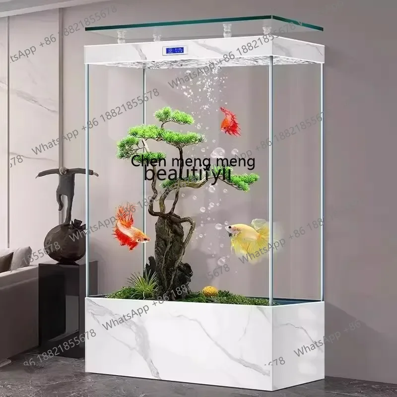 New arrive Ultra-platinum fish tank living room household light luxury large screen partition wall aquarium integrated type420