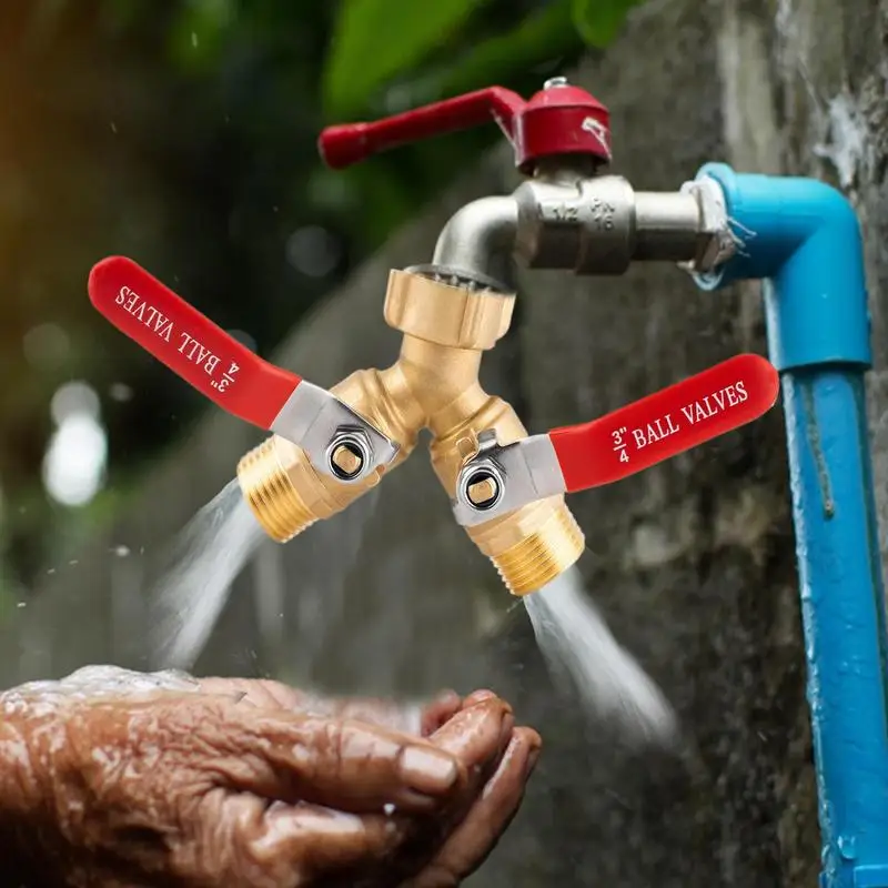 Spigot Splitter 2 Way Hose Spigot Splitter 2 Way Heavy Duty Brass Irrigation Faucet For Outdoor Greenhouse RV Car Washing