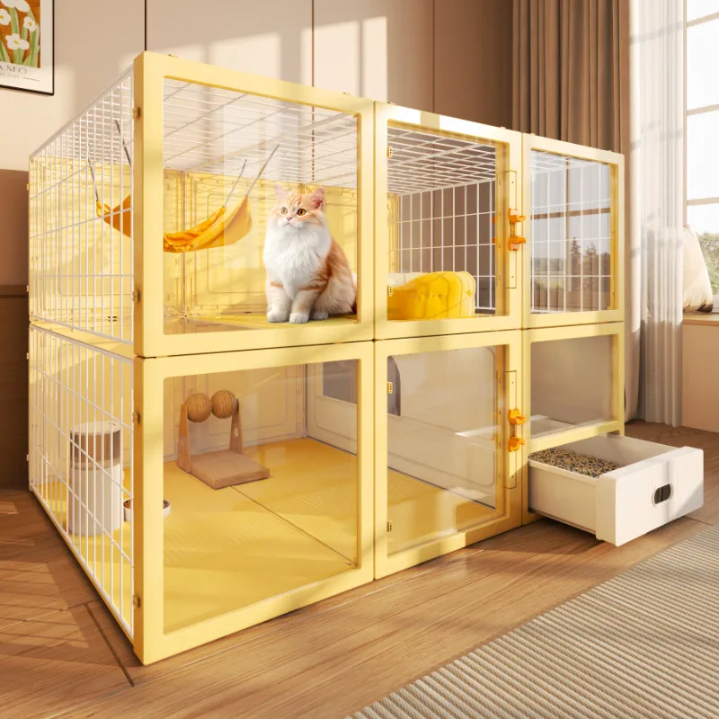 

Large Cat Villa with Toilet One Piece Cage Super Spacious 1 Room 1 Hall 1 Bath Cat House