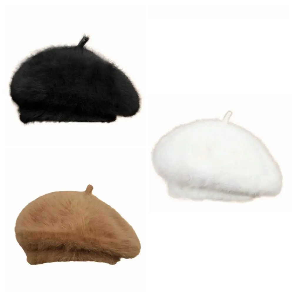 أزياء سحابة النساء القبعات الدفء أفخم البريطانية قبعة صغيرة الكورية نمط بلون الرسام قبعات الفتيات #5