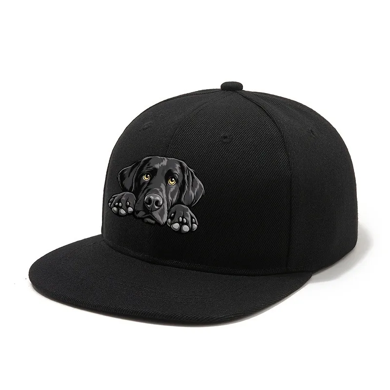 Labrador Retriever Flat-brim Hip-hop Hat, a Classic Lightweight Outdoor Baseball Cap, Trucker Hat, Suitable for Casual Occasions