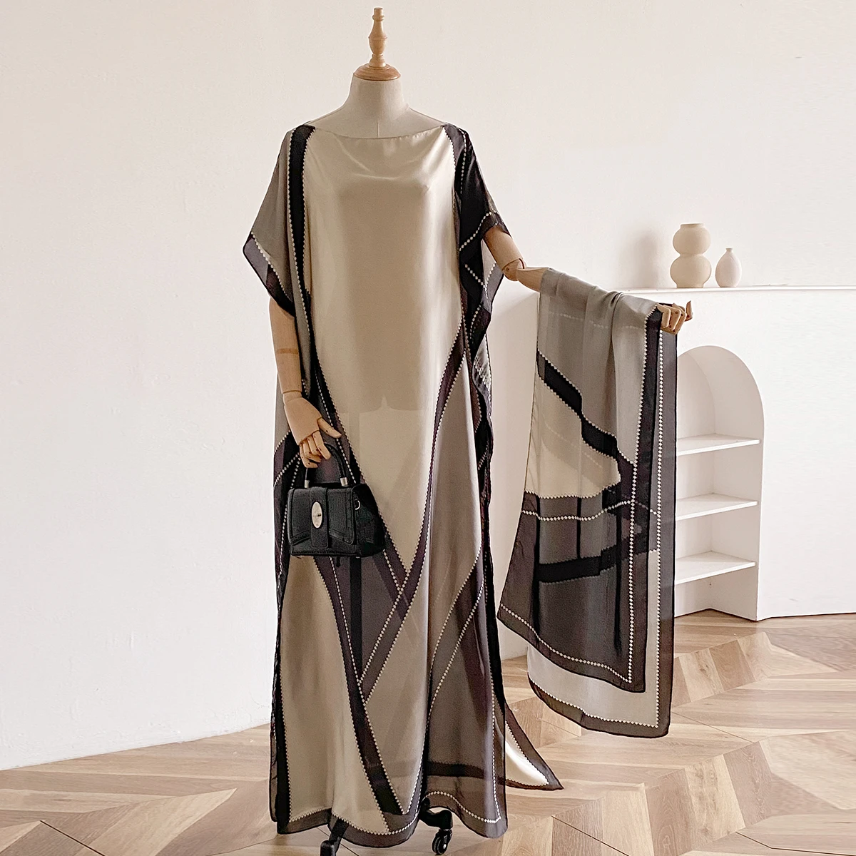 فساتين أفريقية عصرية جديدة للشاطئ للصيف للنساء أنيقة مطبوعة للسيدات المسلمات فستان طويل حجاب قفطان عباية كويت كبيرة الحجم #1