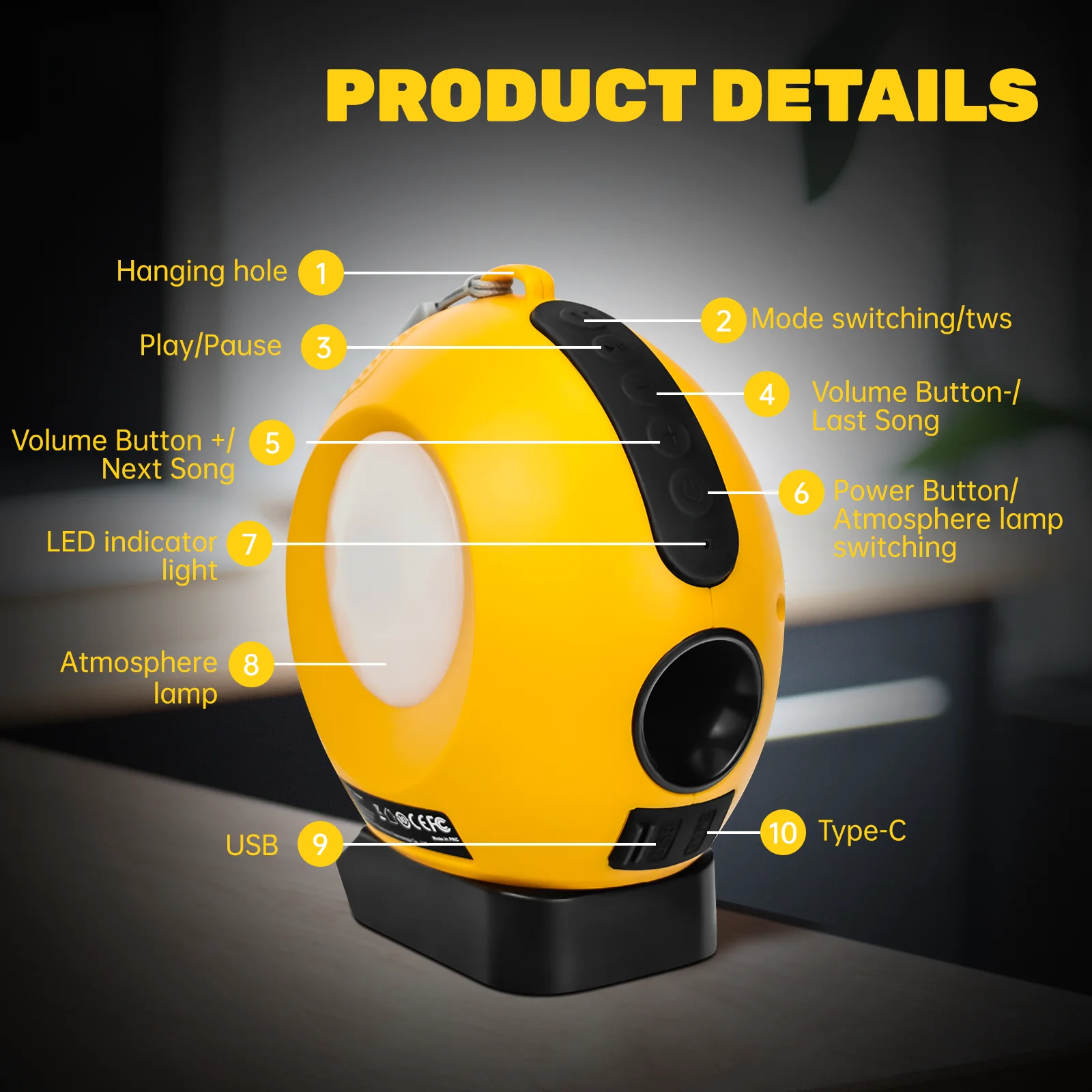 Portable Speaker For Dewalt 20V Battery Bluetooth-Compatible Player with USB-A/C Port for Jobsite Camping & Parties (No Battery)