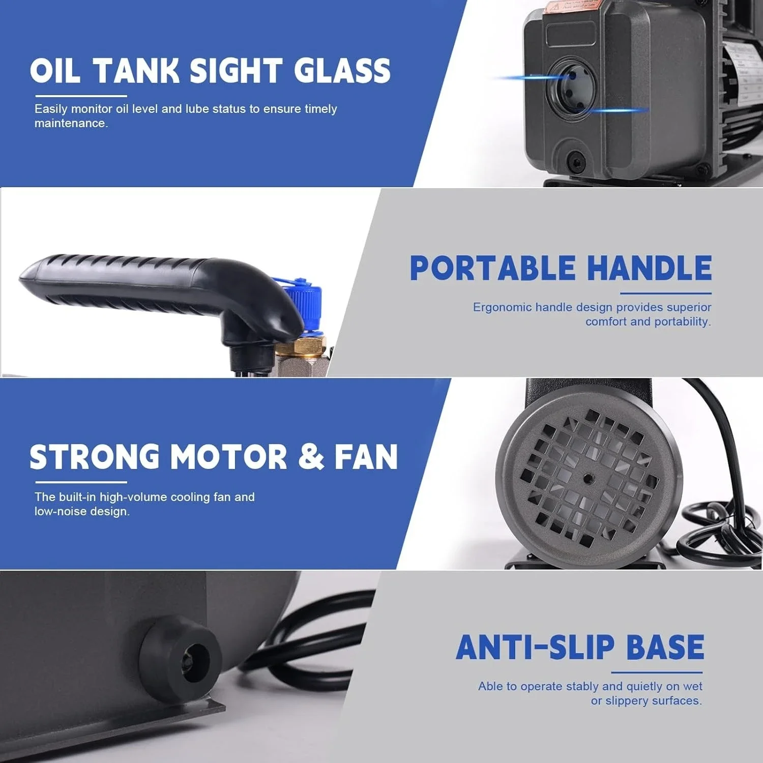 ZZH 3,5 CFM AC pompe à vide et ensemble de jauges de collecteur, 110 V 1/4 HP pompe à vide d'air à palettes rotatives à un étage HVAC pour R12, R22, R410a