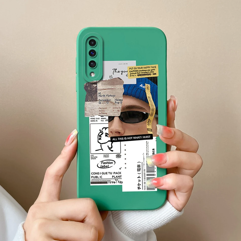 For Samsung Galaxy A50 A50S Phone Case Cartoon Liquid Silicone Full Coverage Anti Drop Shell For Samsung A 50 A50 S Bumper Funda
