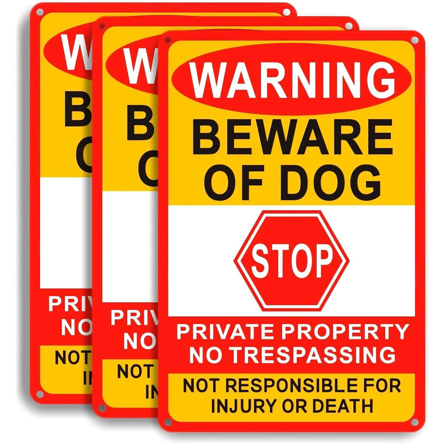 3-Pack Beware of Dog Signs, 8X12 Inches, Private Property No Trespassing Signs, Suitable for Home Garden Garage Farm