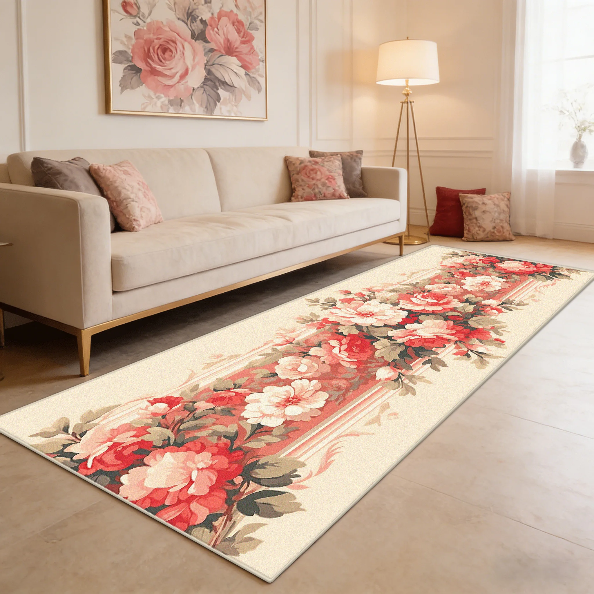Nordic Plant Flower Living Room Long Carpets Luxury Short Velvet Bedroom Bedside Plush Foot Mat Non-slip Washable Decoration Rug