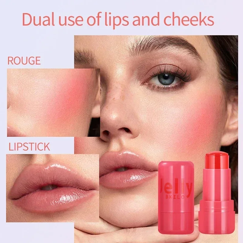 Gelée Blush Stick lèvres joue 2-en-1 Transparent hydraté fard à joues contour du visage Rouge imperméable longue durée Rouge maquillage