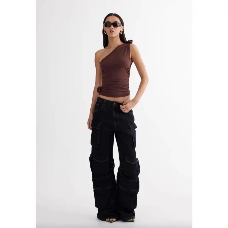 

Lioness Hot Girl Multi-Pocket Workwear Jeans American Vintage Low-Rise Design Long Pants