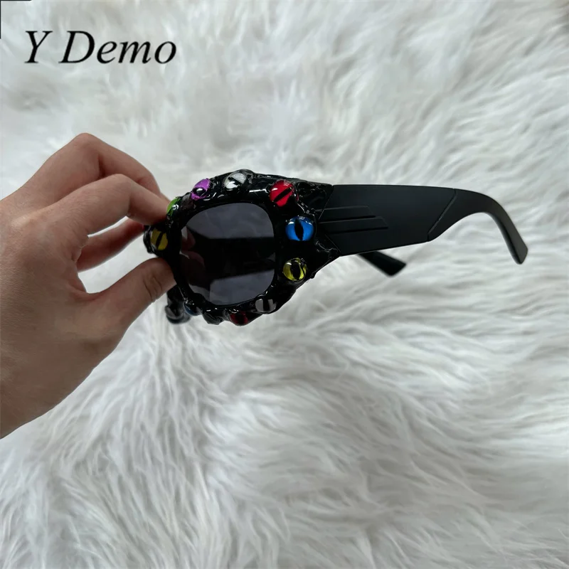 Y Demo Handmade Creepy Eyes Punk occhiali da sole decorativi in plastica Harajuku Cosplay Eyewear