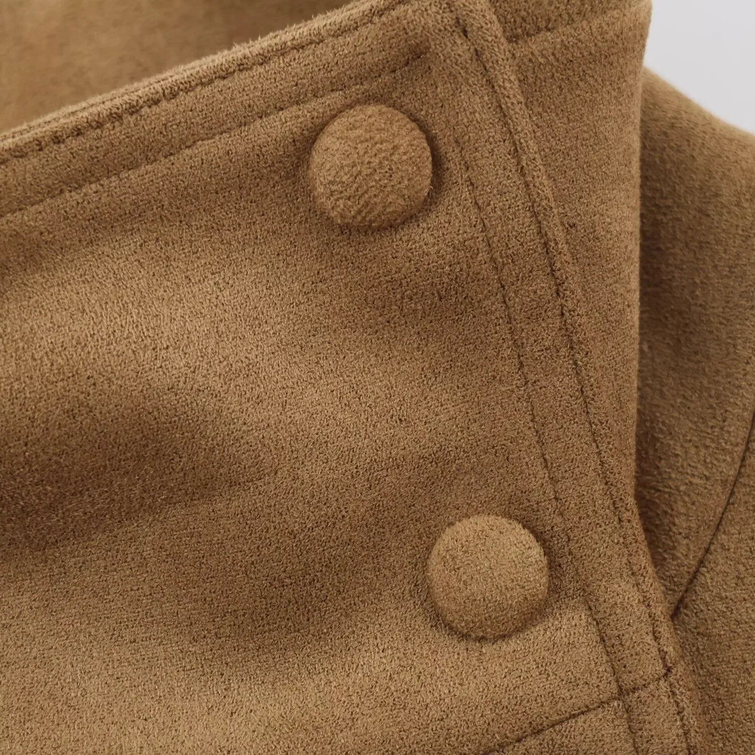 Damen Kunstwildleder Kurze Herbst-Winter-Jacke mit Gürtel, Langarm, Locker Geschnitten, Lässige Oberbekleidung, Streetwear für Frauen – Detail 12