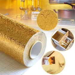 DIY Waterproof Oil Proof Aluminum Foil Self Adhesive Wall Sticker Gold Shiny High Aesthetic Utility Kitchen Stickers